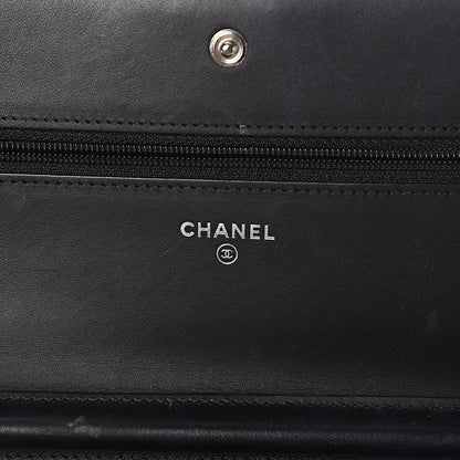 Chanel Patent Calfskin Quilted Boy Wallet On Chain WOC Black 6 of 13