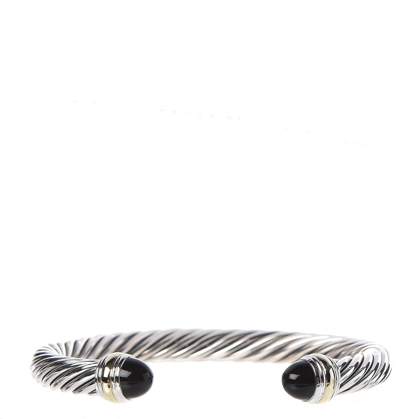 Sterling Silver 14K Yellow Gold Black Onyx 7mm Cable Classics Bracelet