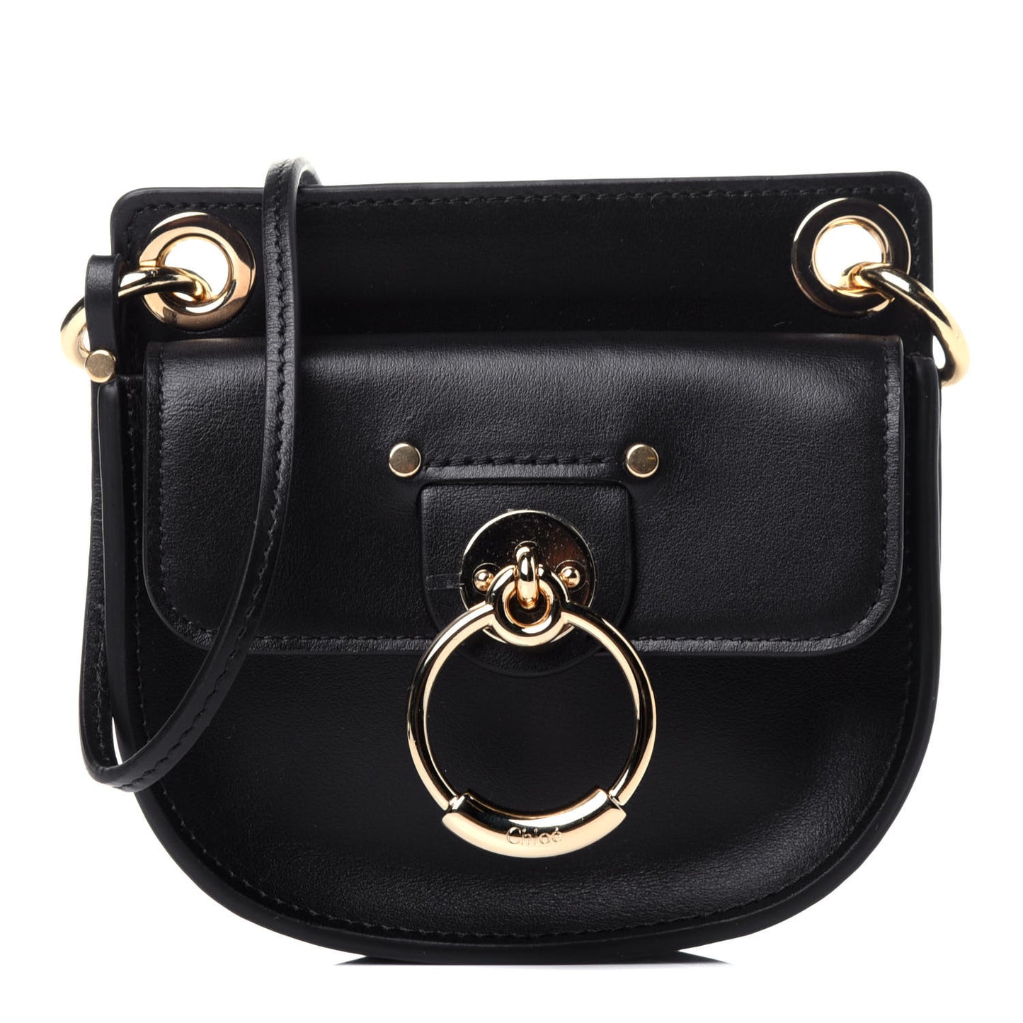 Shiny Calfskin Tess Mini Crossbody Bag Black