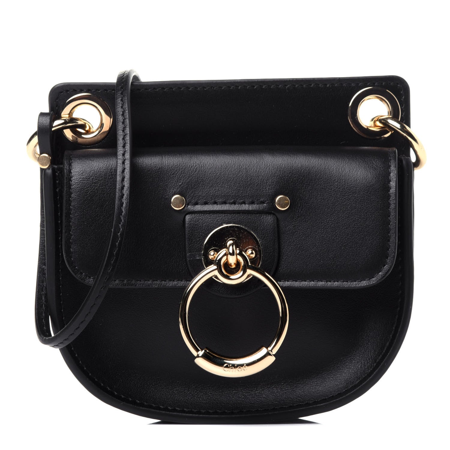 Chloe Shiny Calfskin Tess Mini Crossbody Bag Black 1 of 11