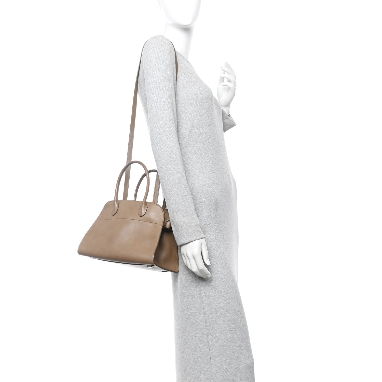 The Row Polished Saddle Calfskin Soft Margaux 10 Bag Mouse Grey 2 of 14