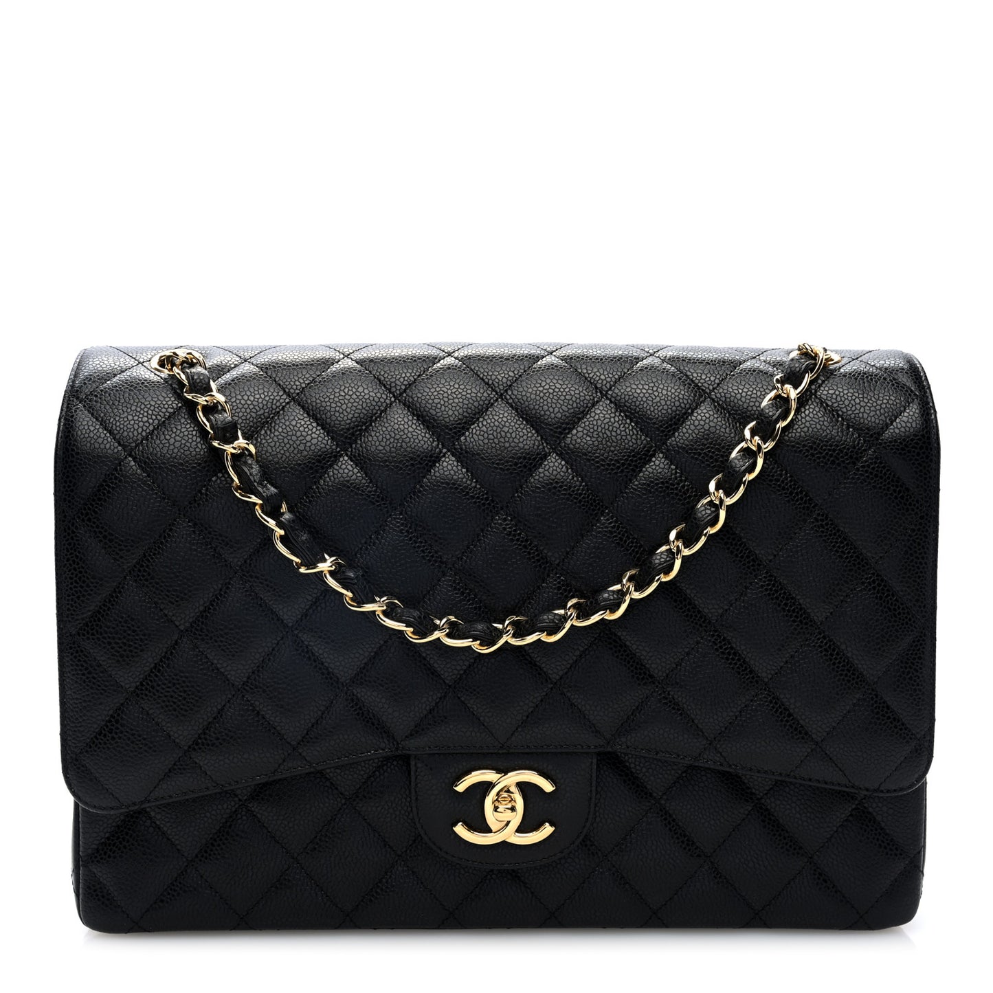 Caviar Quilted Maxi Double Flap Black