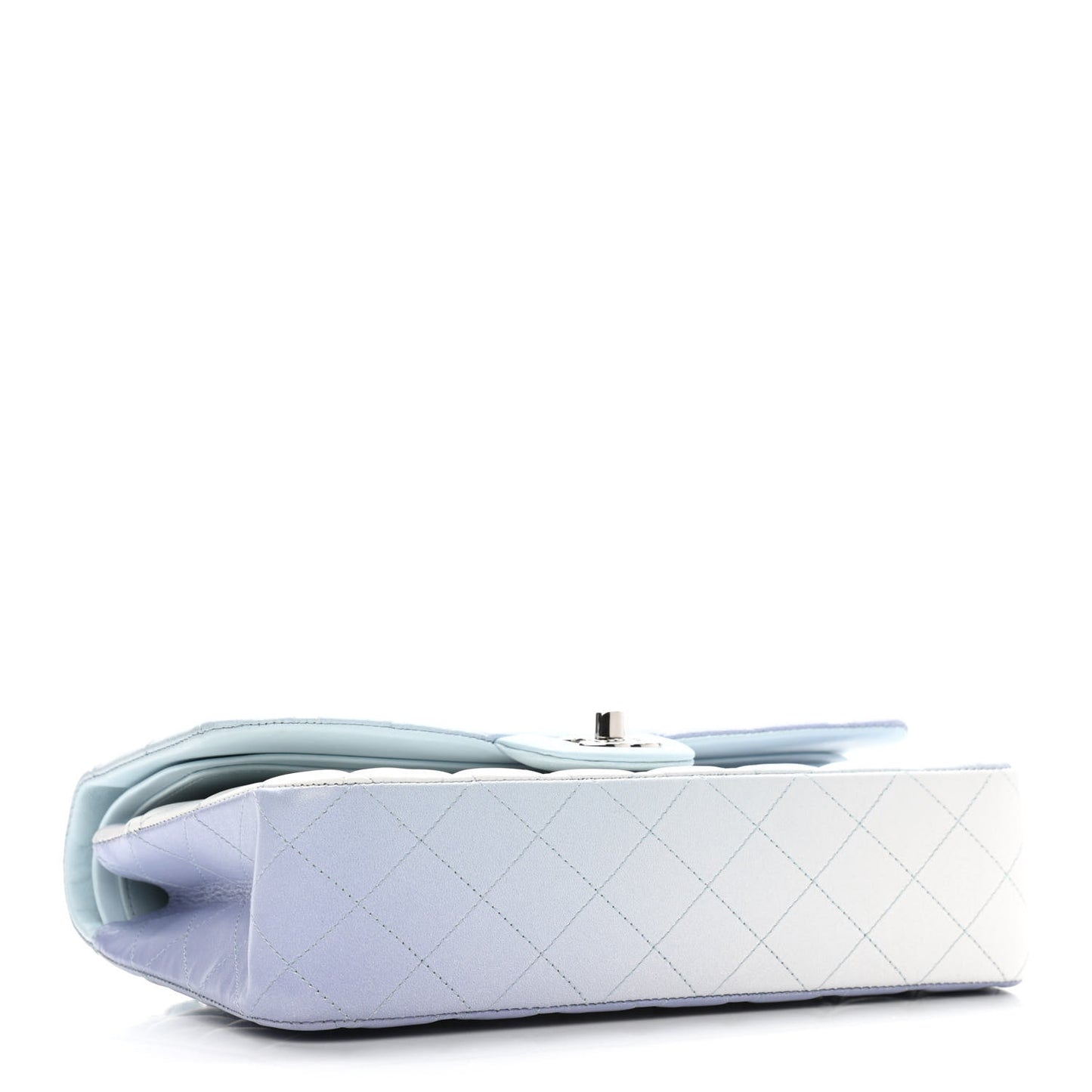 Perforated Lambskin Quilted Medium Double Flap Light Blue Light Purple White