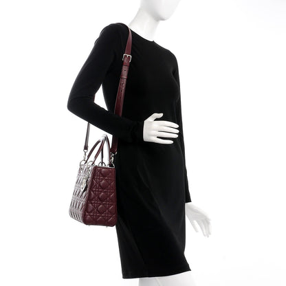 Christian Dior Lambskin Cannage Medium Lady Dior Burgundy 2 of 8