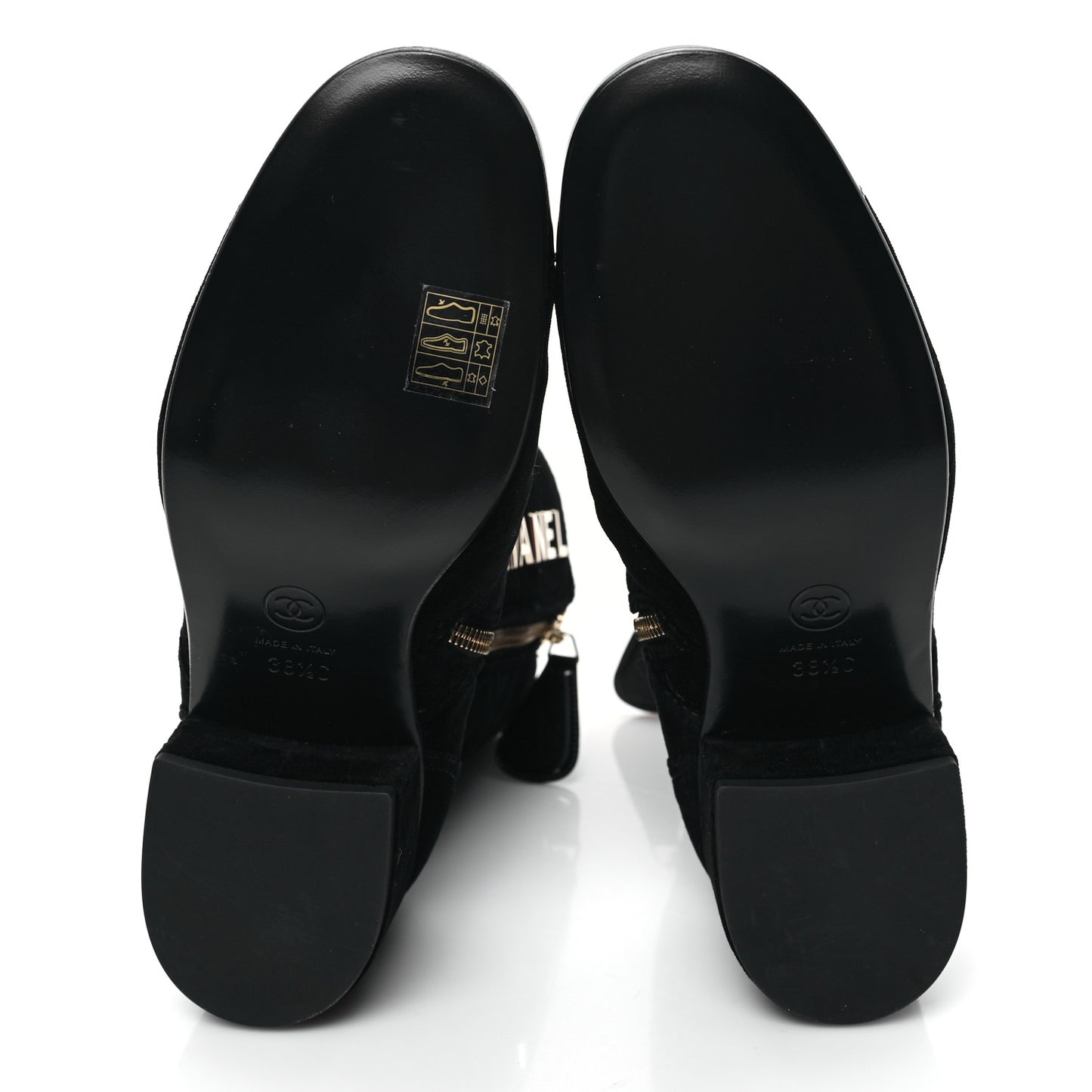 Velvet Patent Cap Toe CC Lace Up Boots 38.5 Black