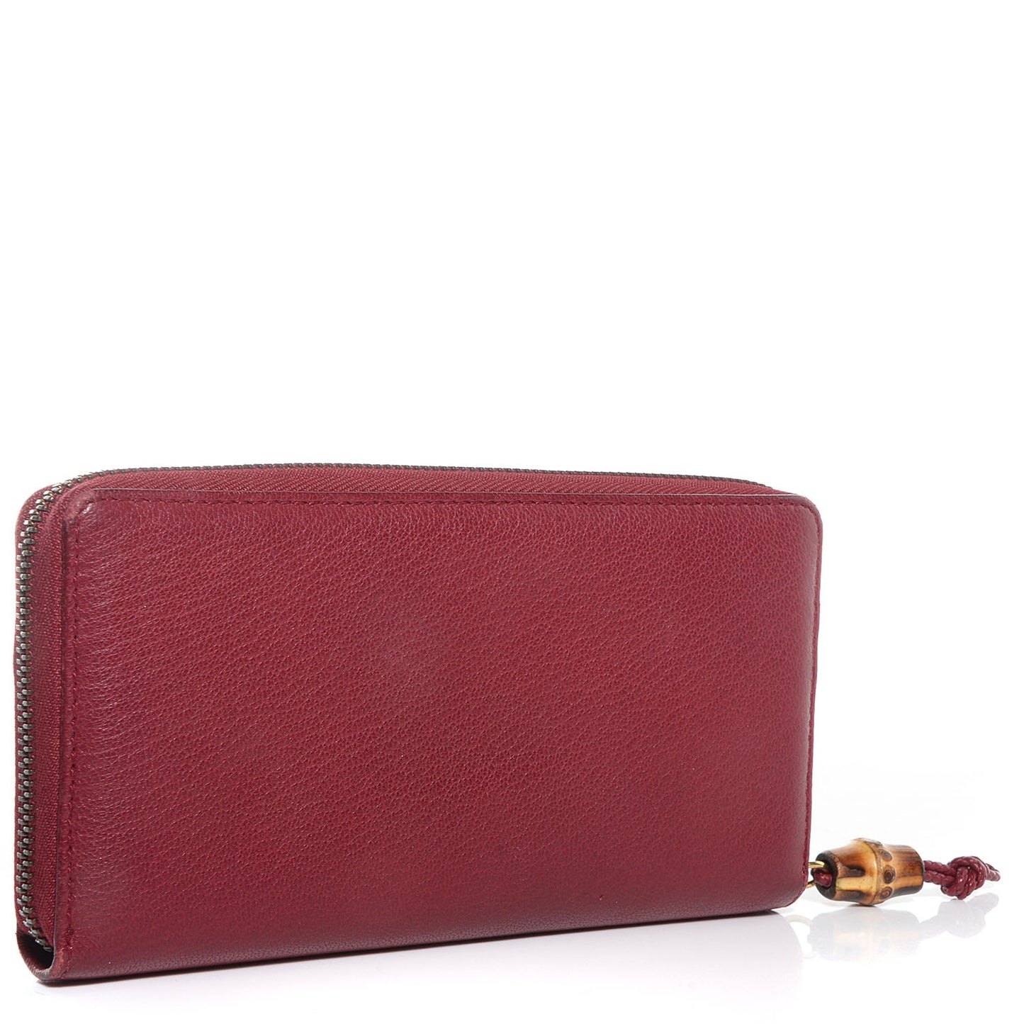 Soft Deerskin Hip Bamboo Zip Around Wallet Raspberry Candy