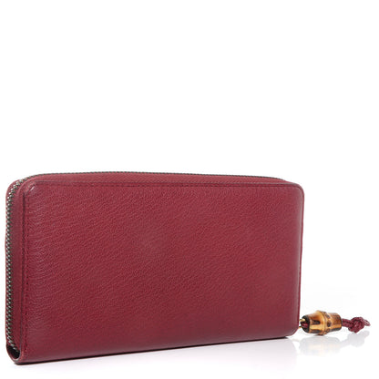 Gucci Soft Deerskin Hip Bamboo Zip Around Wallet Raspberry Candy 3 of 8