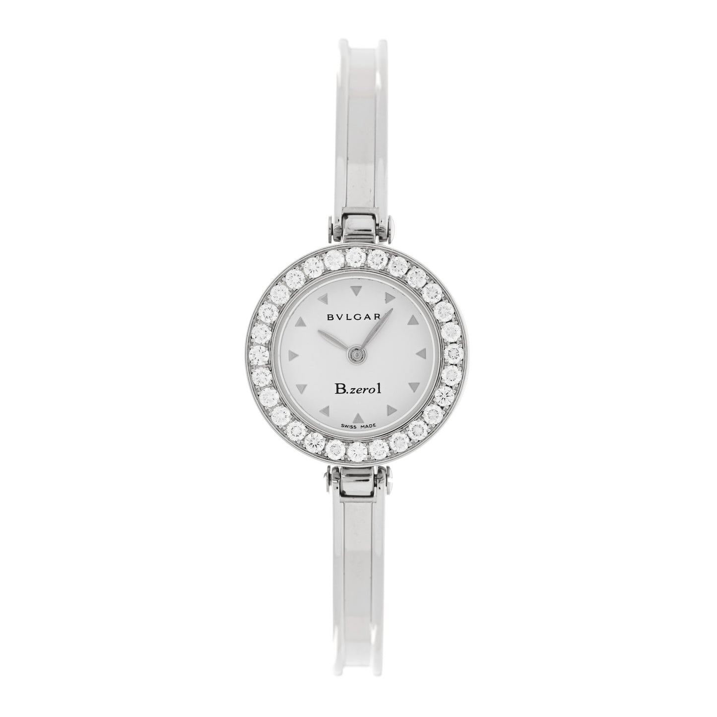 Stainless Steel Diamond Bezel 22mm B.Zero1 Quartz Watch White