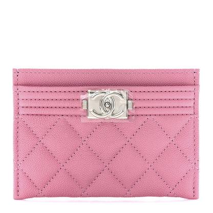 Chanel Caviar Quilted Boy Card Holder Pink 1 of 12