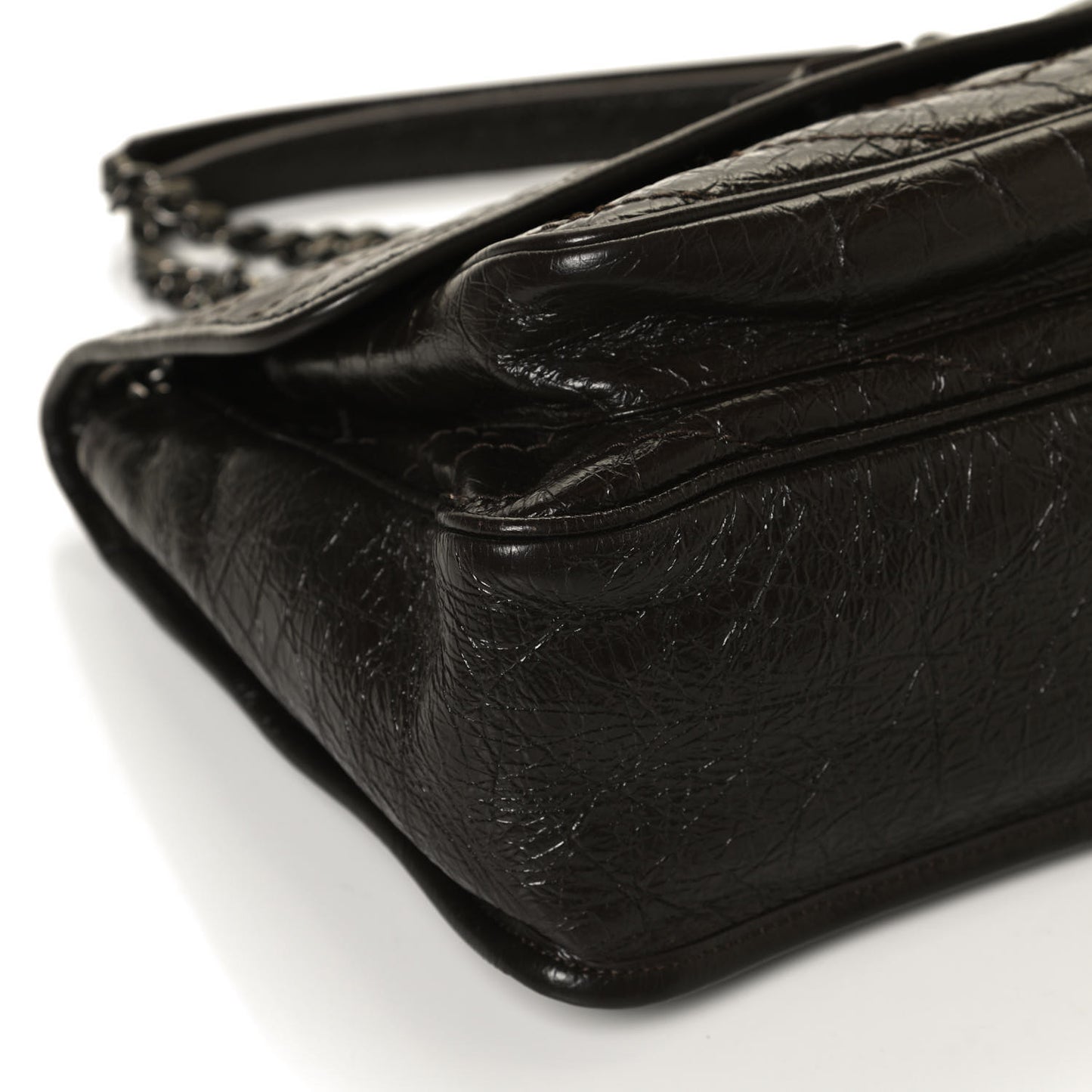Crinkled Calfskin Matelasse Monogram Medium Niki Chain Satchel Western Moka