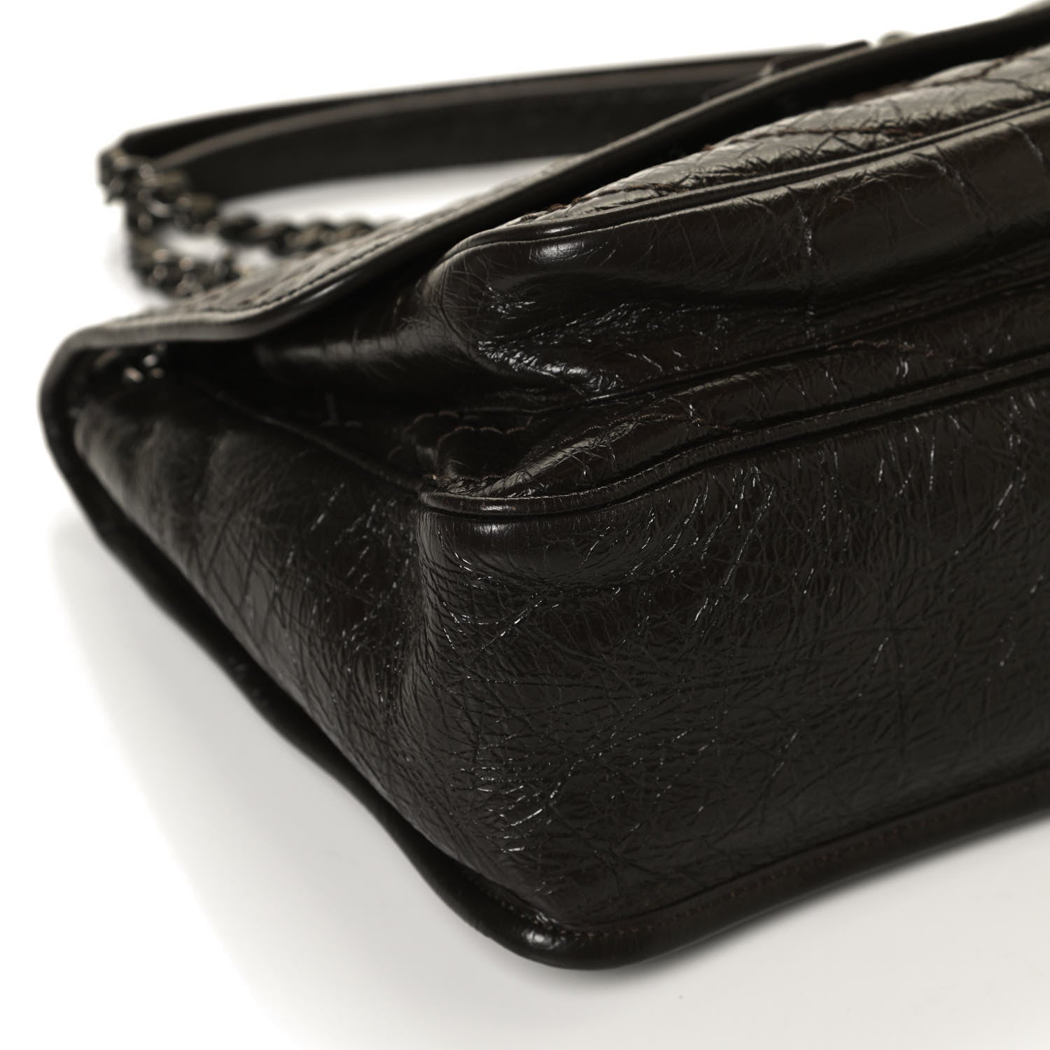 Saint Laurent Crinkled Calfskin Matelasse Monogram Medium Niki Chain Satchel Western Moka 13 of 13
