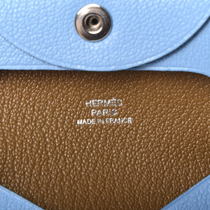 Hermes Chevre Mysore Bastia Verso Coin Purse Celeste Kraft 7 of 8