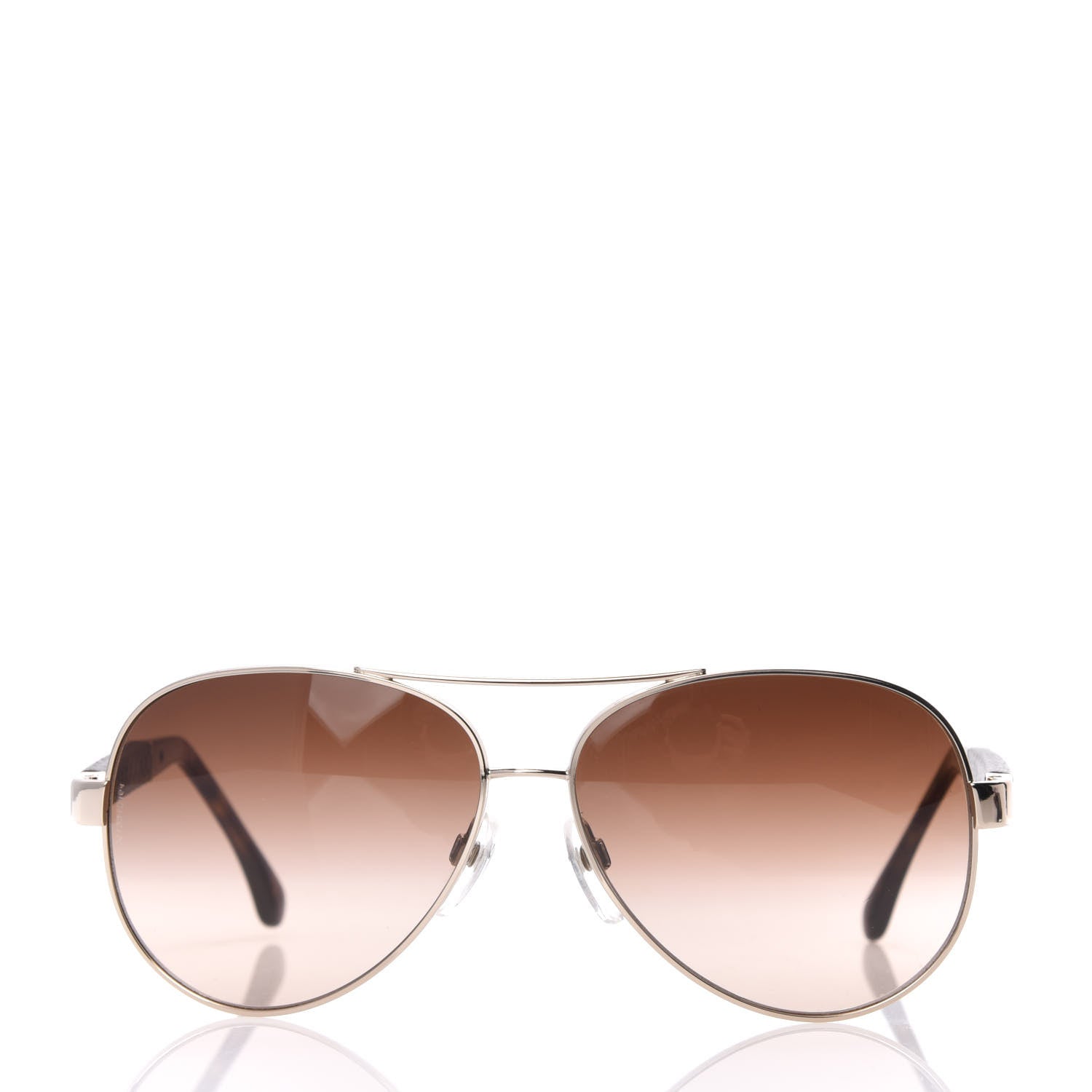 Chanel Lambskin Quilted CC Aviator Sunglasses 4195-Q Brown Gold 2 of 10