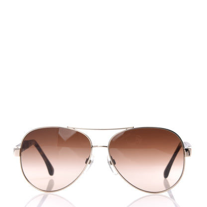 Chanel Lambskin Quilted CC Aviator Sunglasses 4195-Q Brown Gold 2 of 10