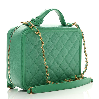 Chanel Caviar Quilted Medium CC Filigree Vanity Case Green 3 of 12