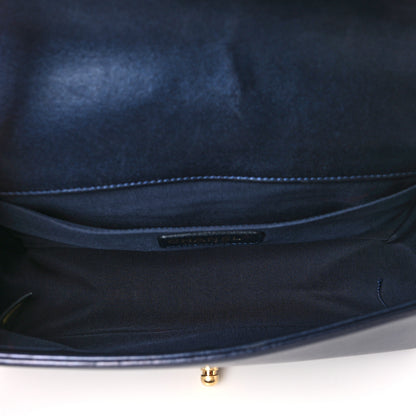 Chanel Lambskin Embossed Medium Boy Cube Flap Navy 5 of 13