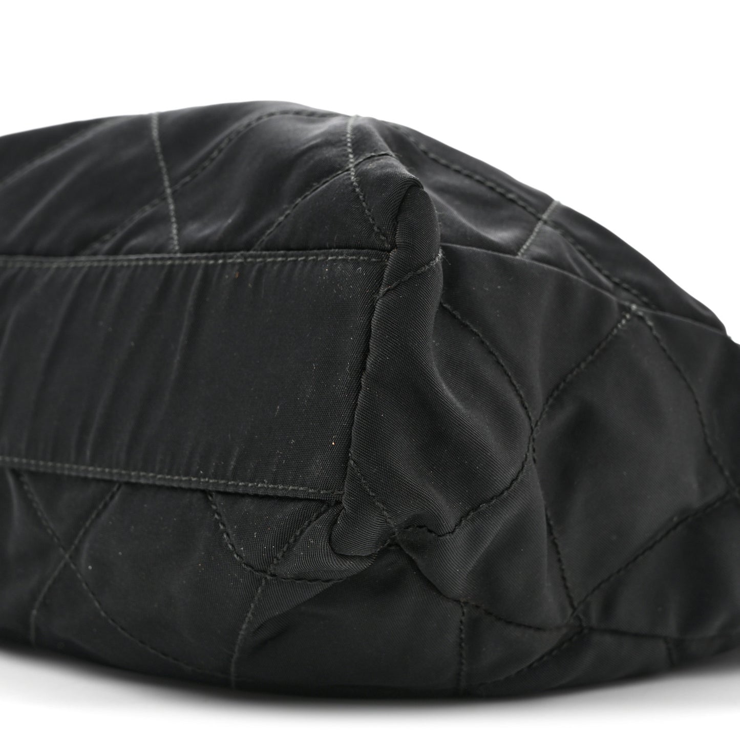 Nylon Tessuto Impuntu Quilted Flap Shoulder Bag Black