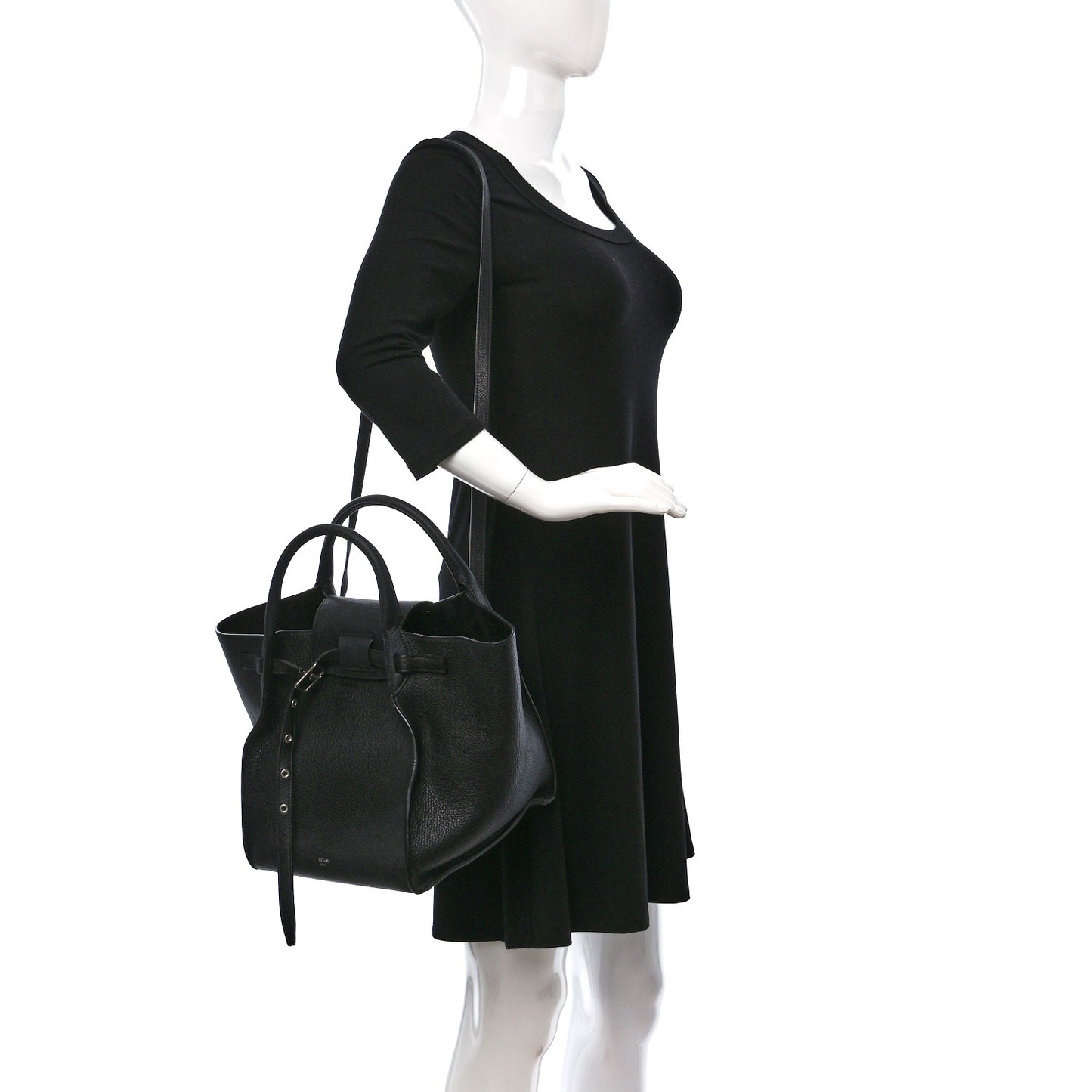 Supple Grained Calfskin Small Big Bag Black