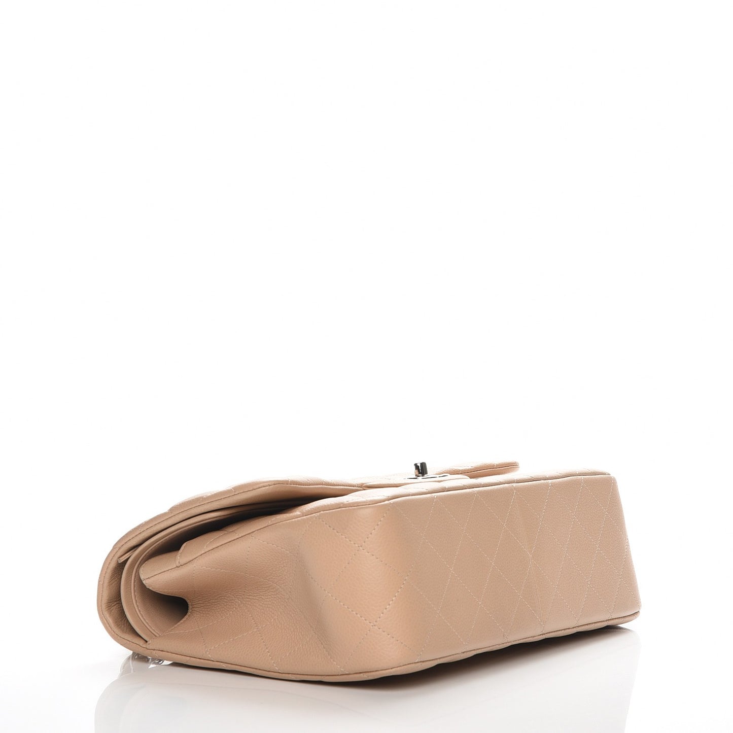Caviar Quilted Jumbo Double Flap Beige Clair