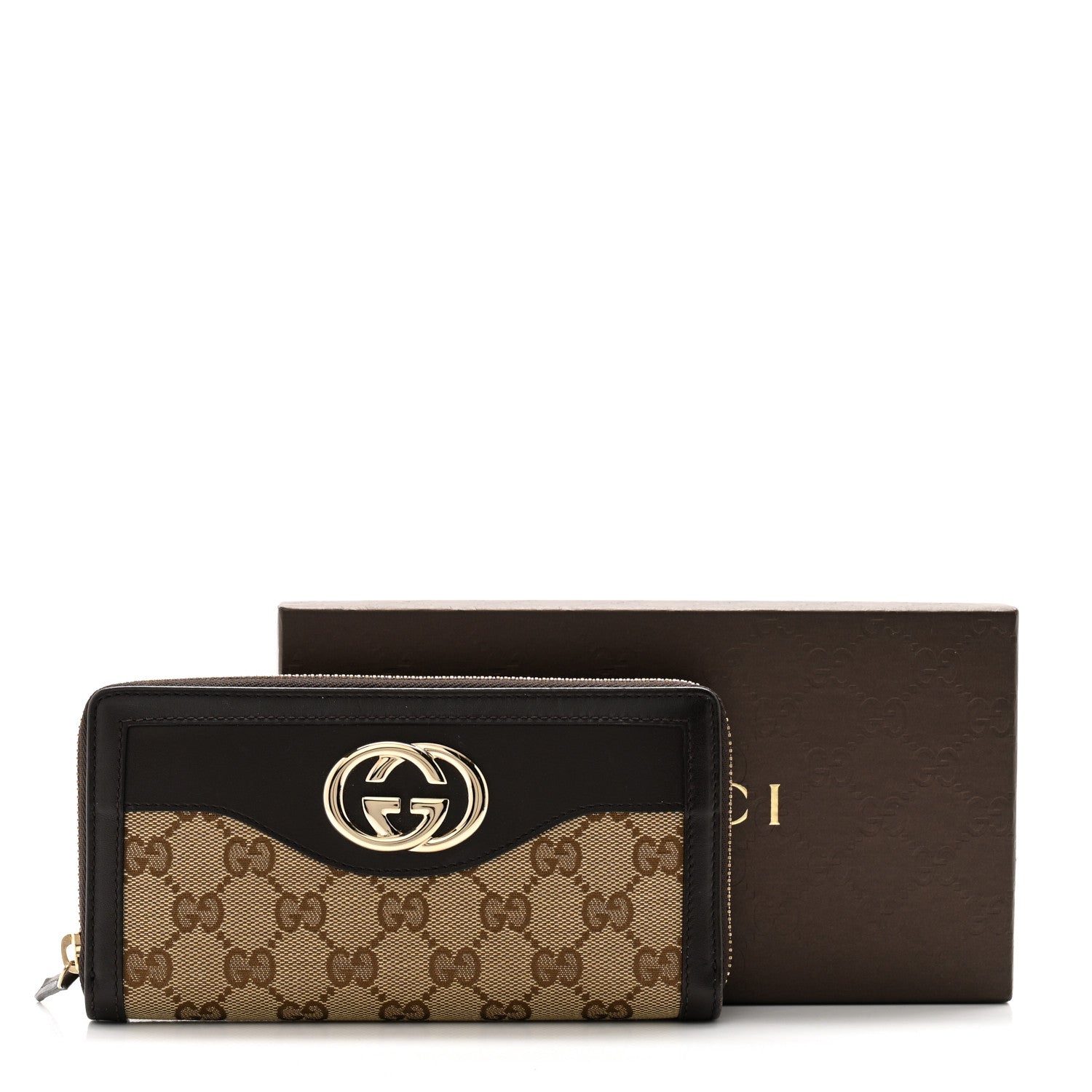 Gucci Monogram Margaux Calfskin Sukey Zip Around Wallet Beige Ebony Cocoa 13 of 13