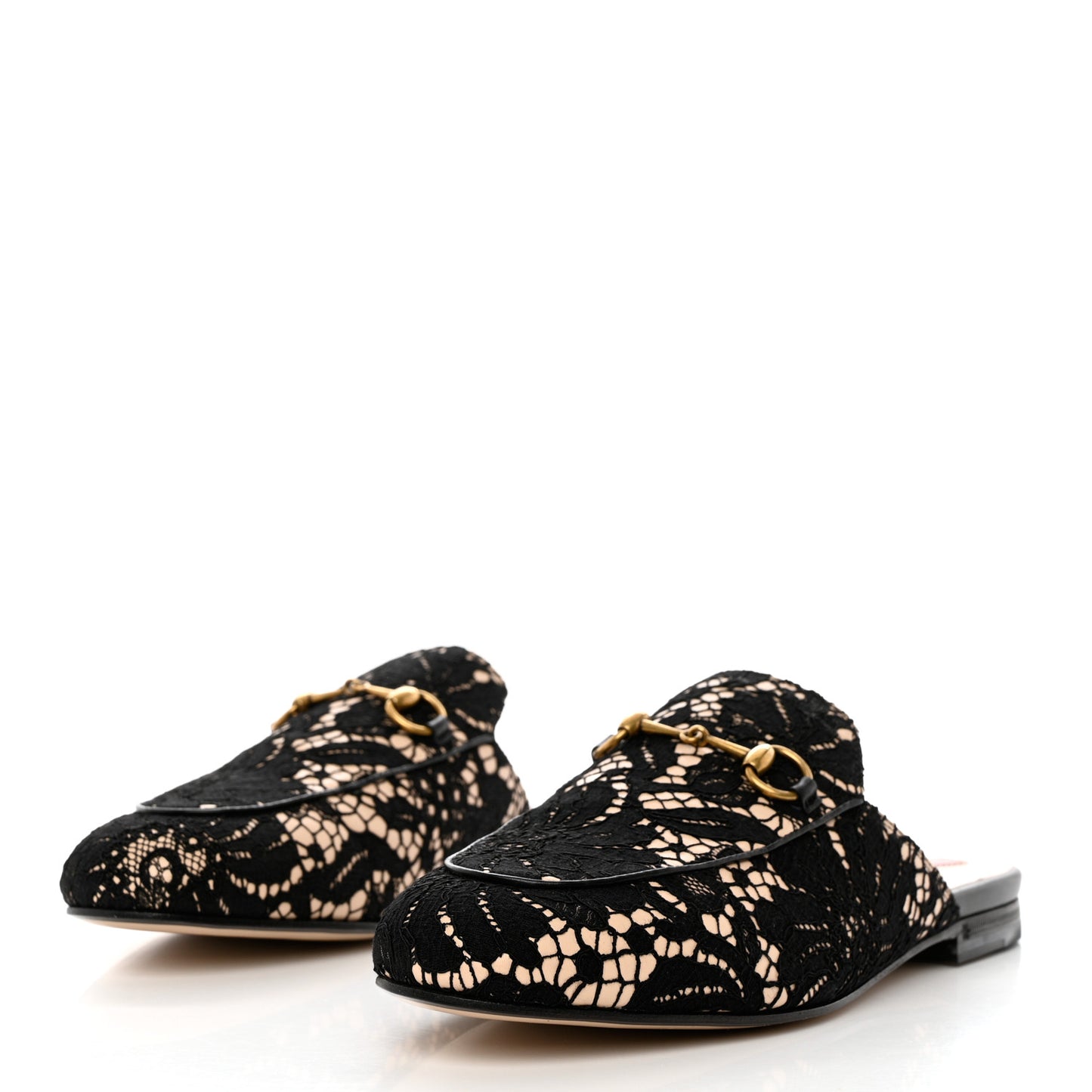 Lace Malaga Kid Womens Princetown Slippers 38.5 Black Skin Rose
