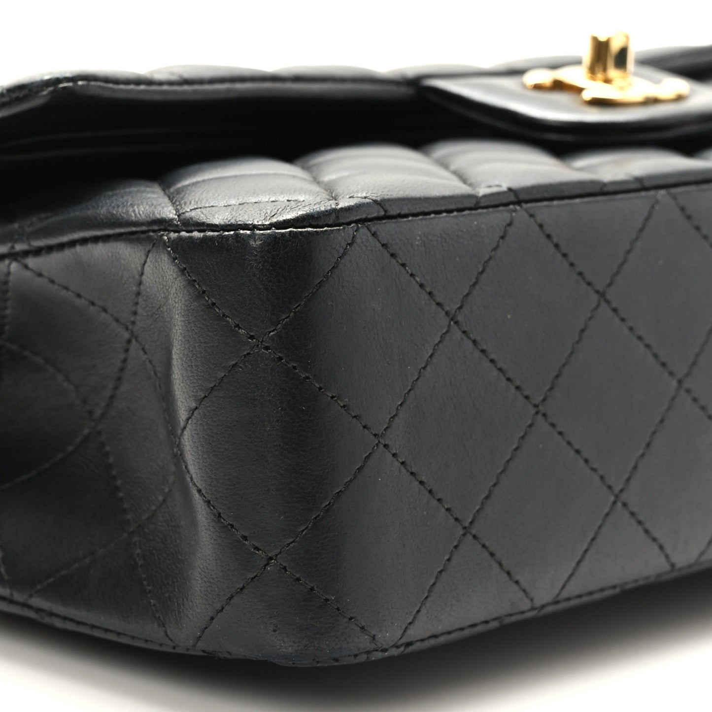 Lambskin Quilted Medium Double Flap Black