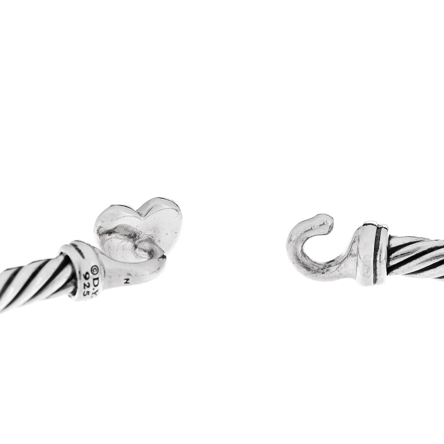 Sterling Silver Diamond Cable Collectibles Heart Bracelet