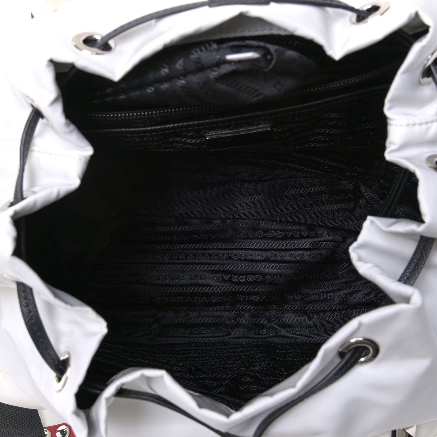 Nylon New Vela Studded Backpack White Fuoco