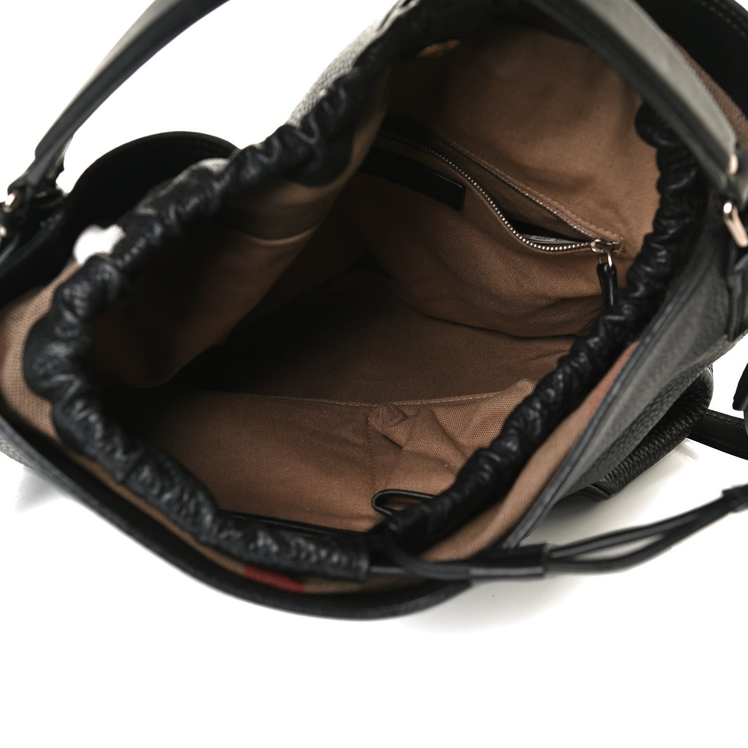 Burberry Grainy Calfskin Medium Check Ashby Hobo Black 5 of 13