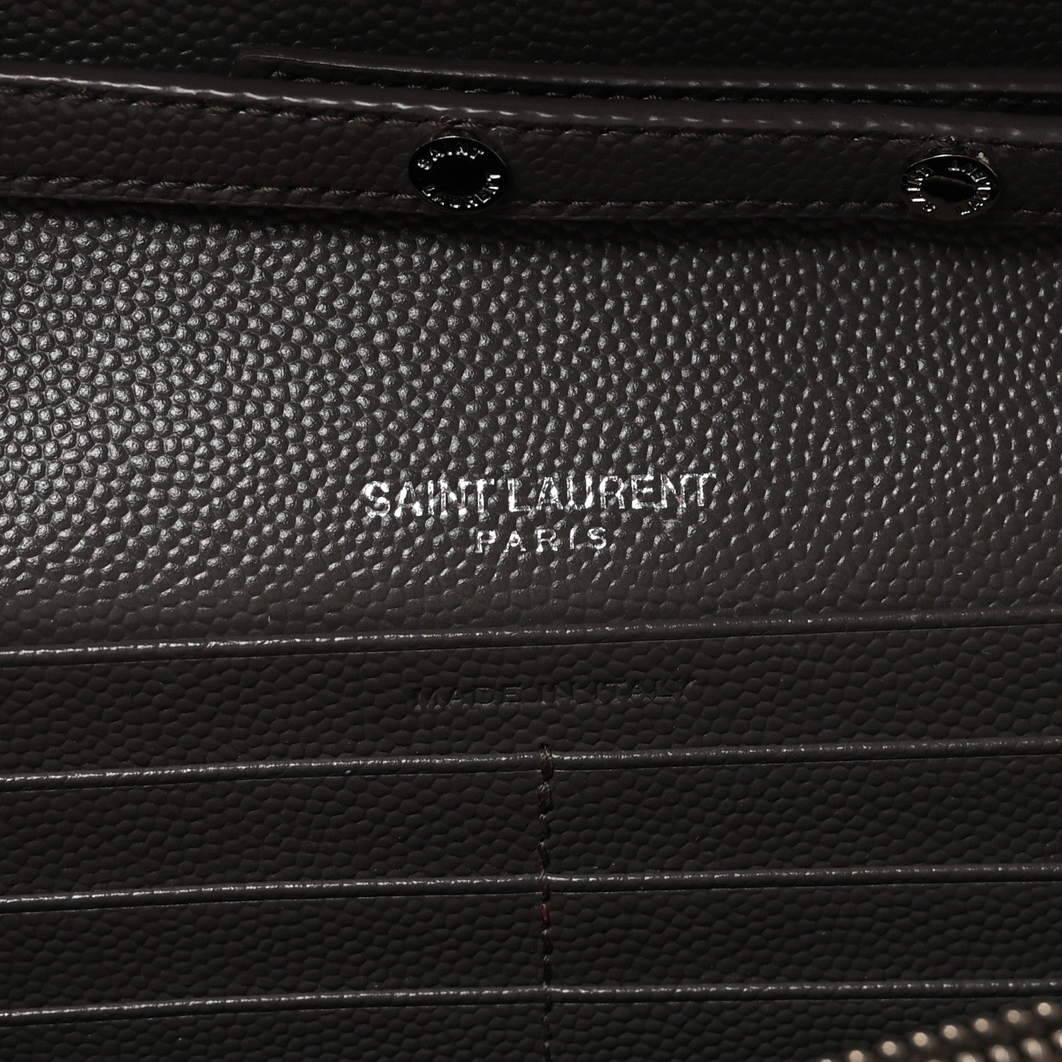 Saint Laurent Grain De Poudre Matelasse Chevron Monogram Chain Wallet Earth 6 of 10