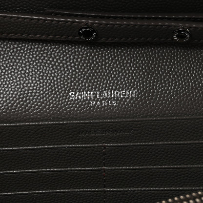 Saint Laurent Grain De Poudre Matelasse Chevron Monogram Chain Wallet Earth 6 of 10