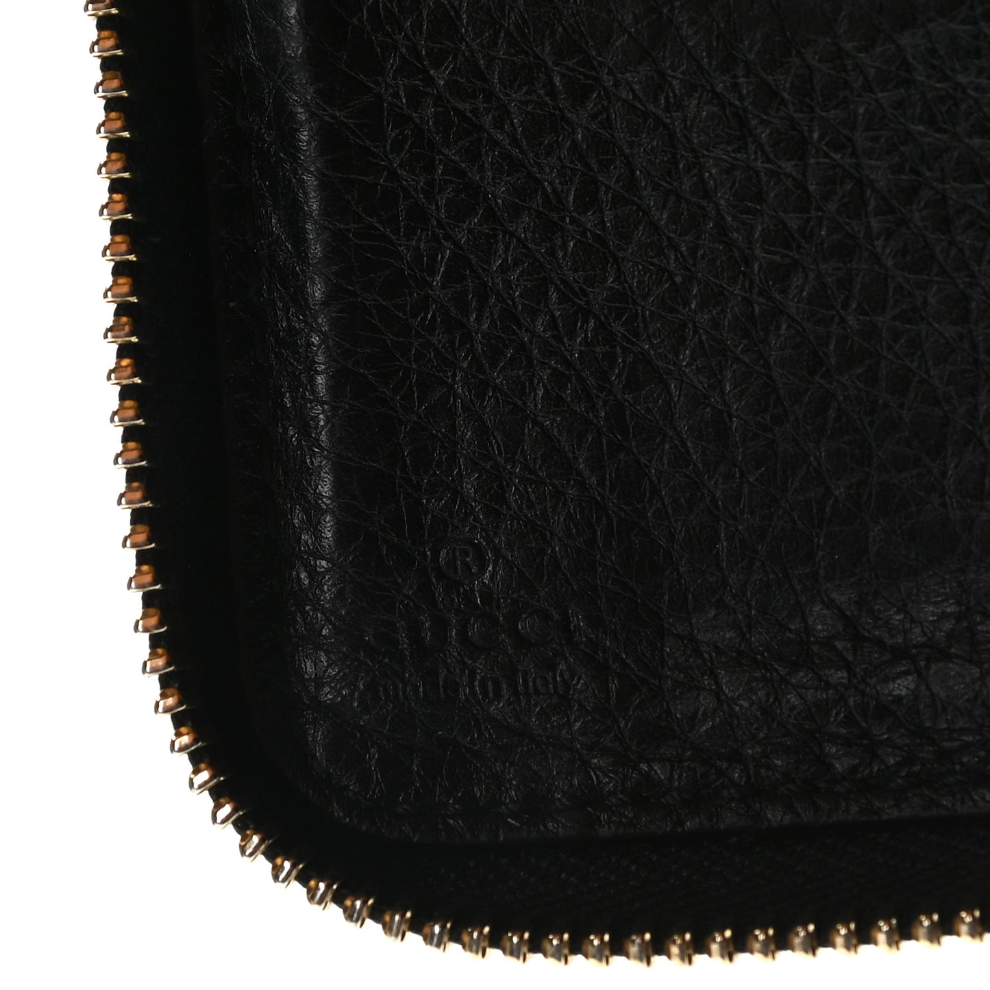 Pebbled Calfskin Bamboo Tassel Zip Around Wallet Black