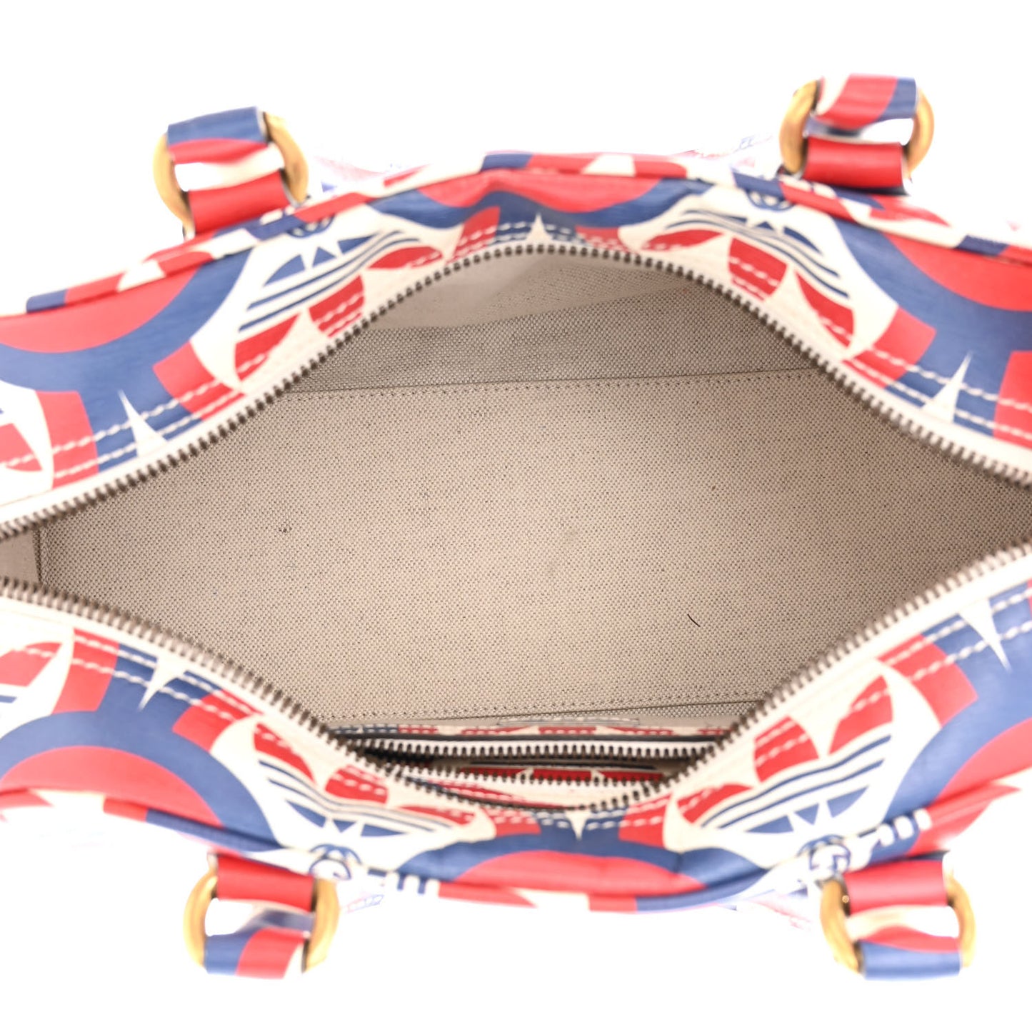 X ADIDAS Shangai Calfskin Web Trefoil Interlocking G Mini Duffle Bag Red White Blue