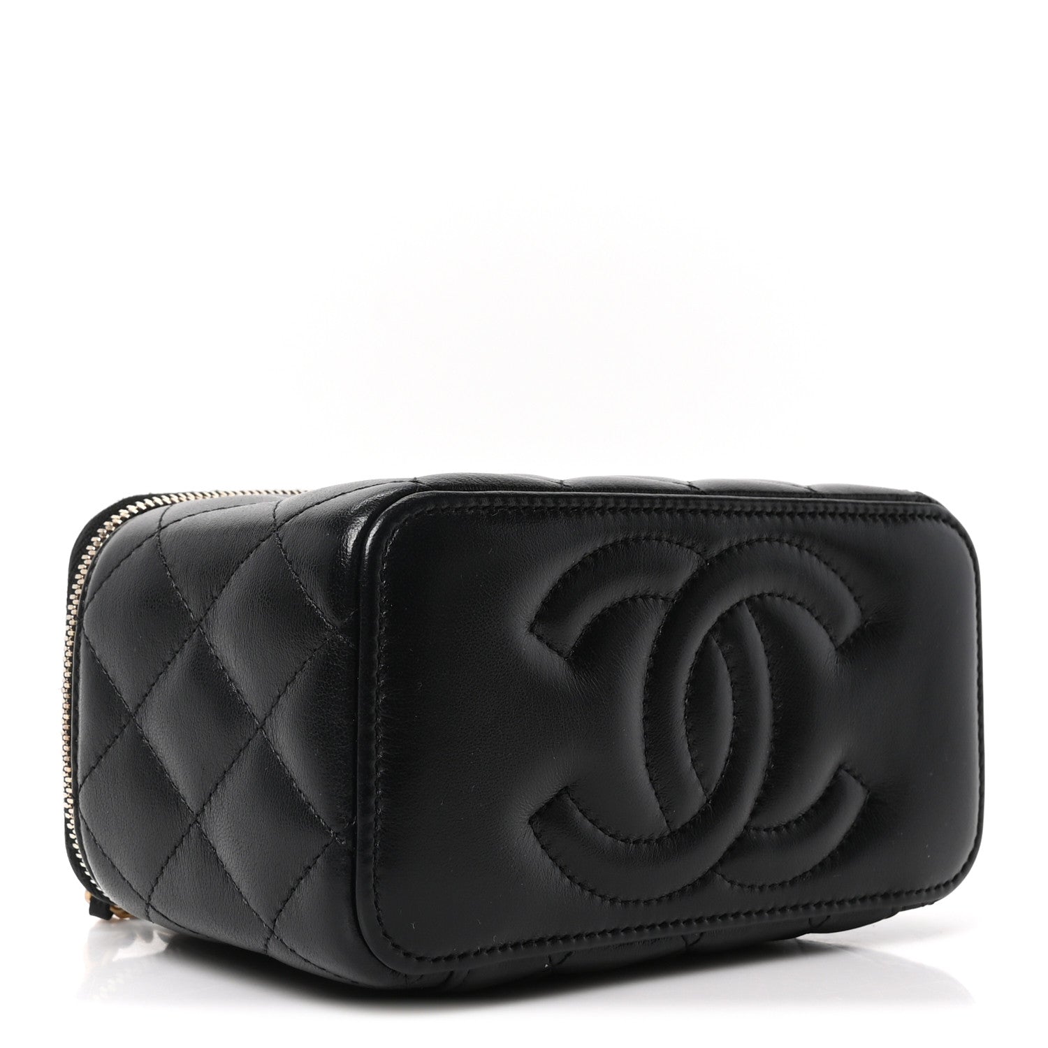 Chanel Lambskin Quilted Pearl Crush Small Vanity Case With Chain Black 4 of 11