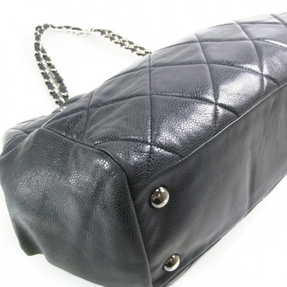 Quilted Shopping Tote Caviar Navy