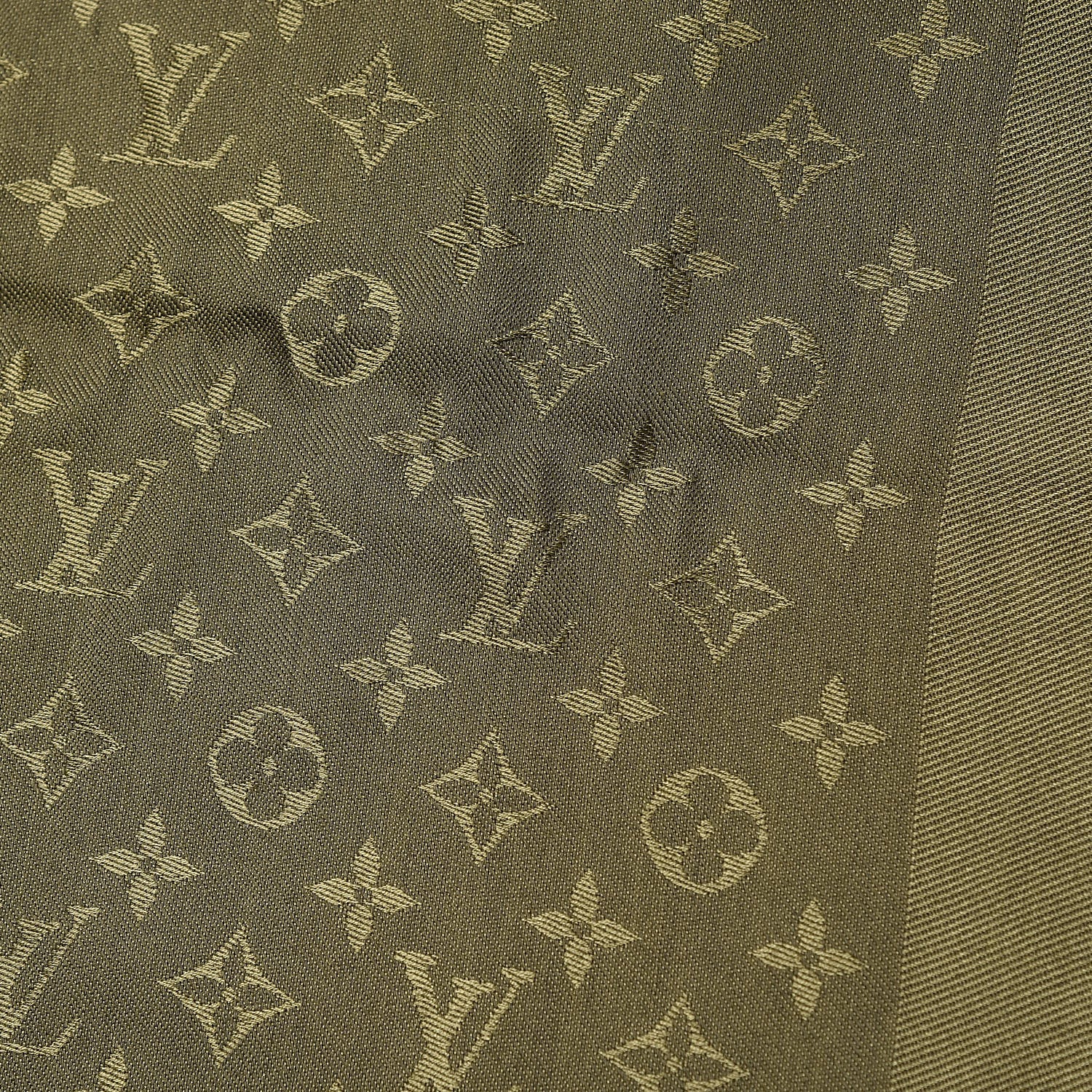 Louis Vuitton Silk Wool Monogram Shawl Kaki 6 of 7