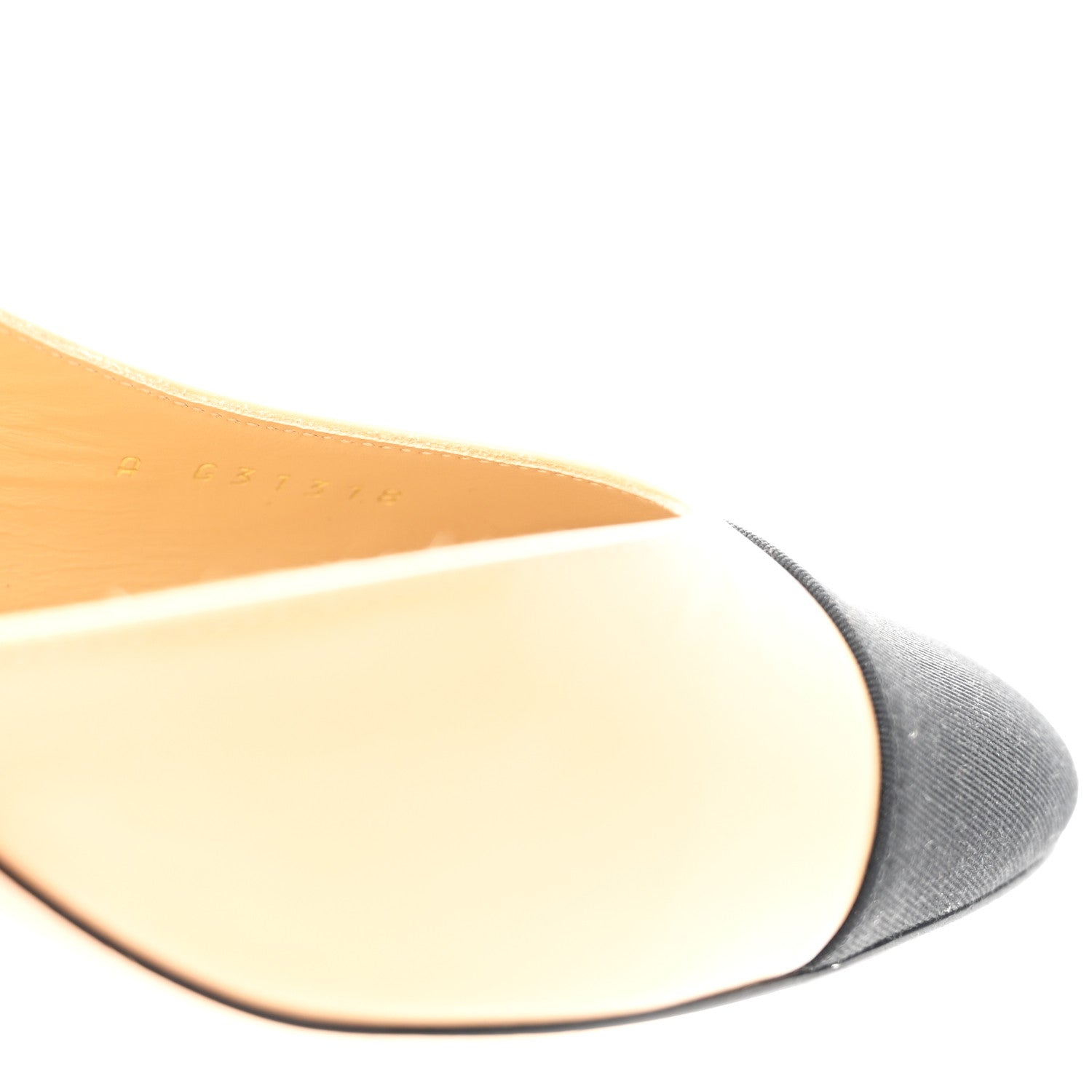 Chanel Goatskin Grosgrain Cap Toe CC Slingback Pumps 40 Beige Black 9 of 10