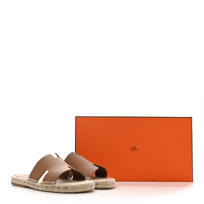 Hermes Calfskin Antigua Espadrille Sandals 39 Naturel Safari 9 of 9