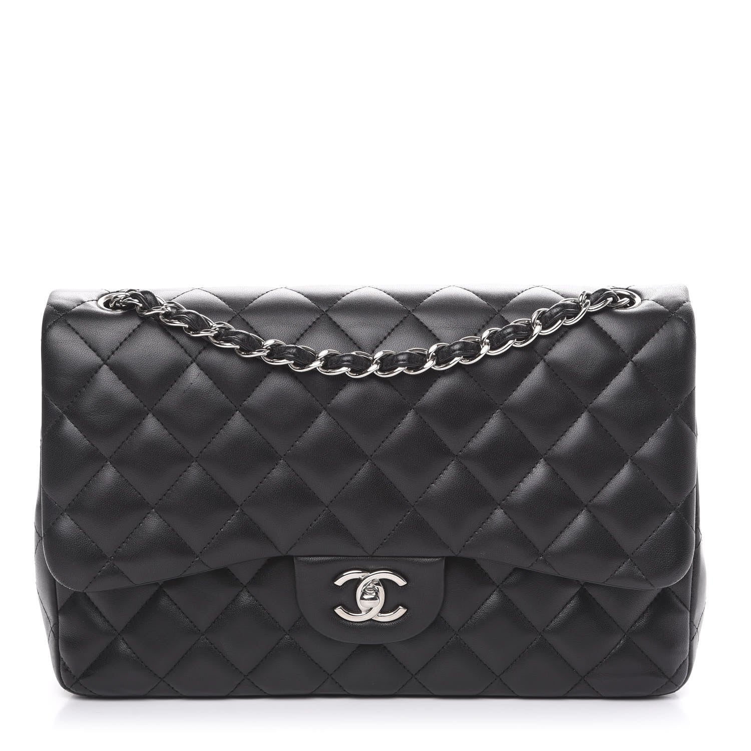Chanel Lambskin Quilted Jumbo Double Flap Black 1 of 13