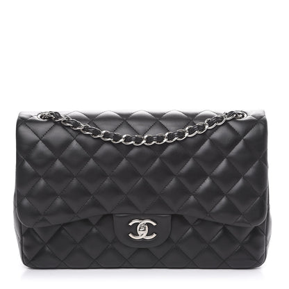 Chanel Lambskin Quilted Jumbo Double Flap Black 1 of 13