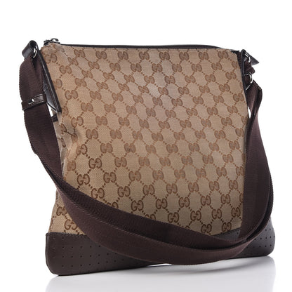 Gucci Monogram Calfskin Perforated Medium Flat Messenger Bag Dark Brown 3 of 7