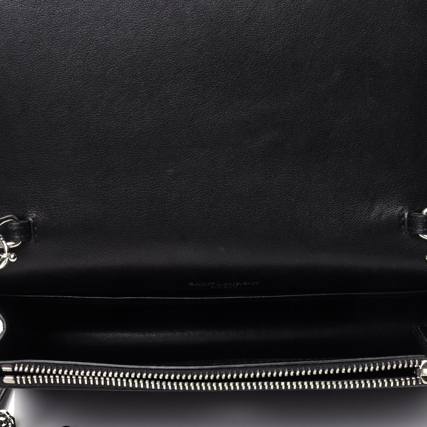 Calfskin Crocodile Embossed Kate Monogram Tassel Chain Wallet Black