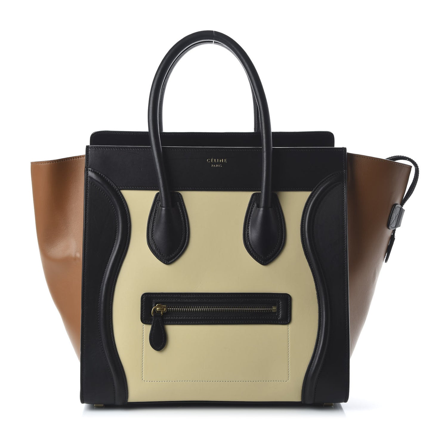 Satin Calfskin Mini Tri-Color Luggage Seashell