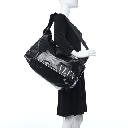 Valentino Garavani Shiny Canvas VLTN Large Messenger Bag Black 2 of 10