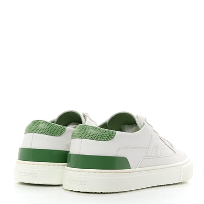 Hermes Shiny Lizard Calfskin Deep Sneakers 38 White Vert Jade 4 of 8
