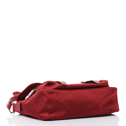 Gucci Nylon Monogram Double Buckle Flap Messenger Bag Vibrant Red 4 of 15