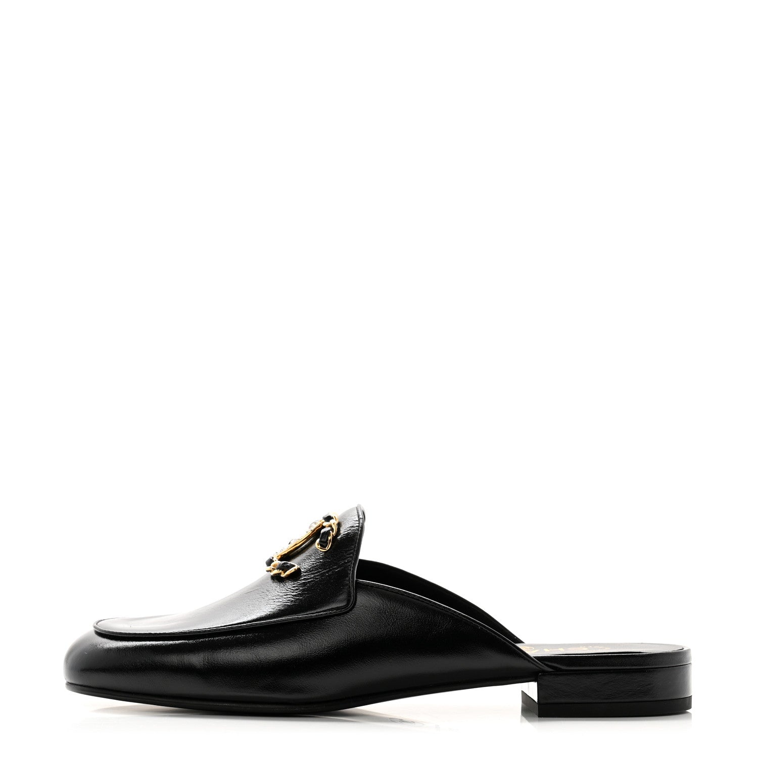 Chanel Shiny Calfskin Crystal CC Mules 39.5 Black 1 of 10