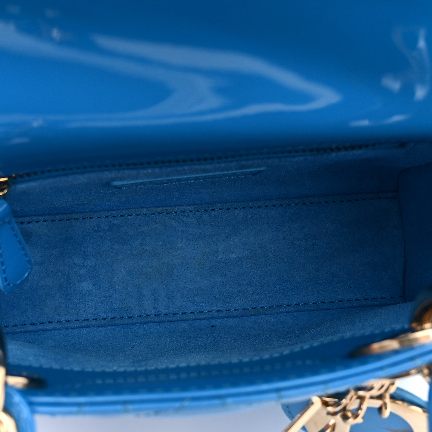 Christian Dior Patent Cannage Mini Lady Dior Blue 5 of 9