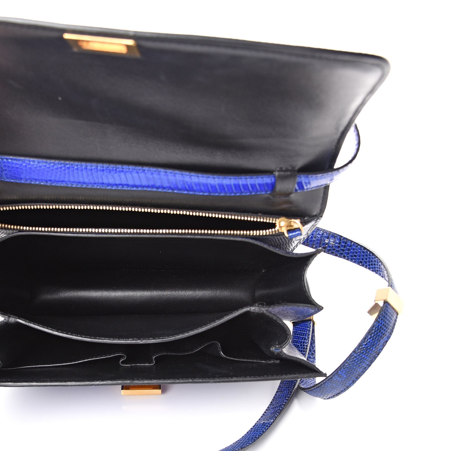 Lizard Medium Classic Box Flap Bag Indigo