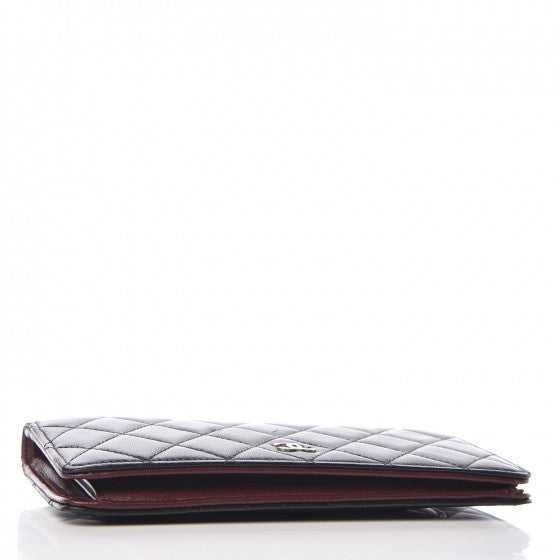 Lambskin Quilted Yen Wallet Black